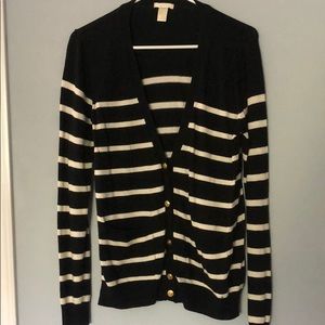 Forever 21 black and white striped cardigan